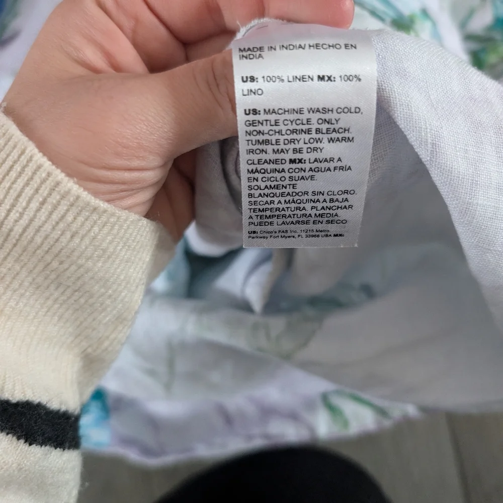 Chico's Linen‎ Button Down Floral Lightweight Shirt Dress Size 1 (Medium) - Picture 7 of 7